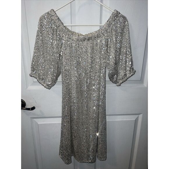 Venus Golden Sequined Off The Shoulder Dress Size Small-Great Holiday‎ NYE Dress - Picture 1 of 11